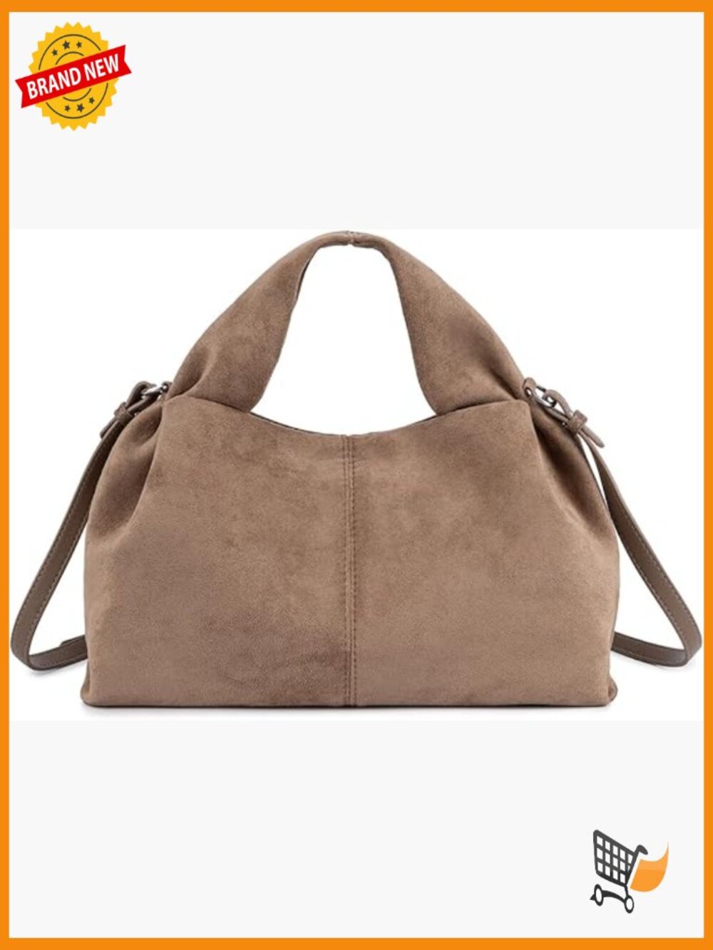 Vintage Half-Moon Faux Suede Hobo Bag Soft Shoulder Purse Tote